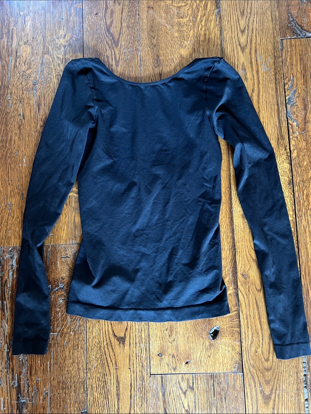 Classic Black Long-Sleeve Scoop Neck Top